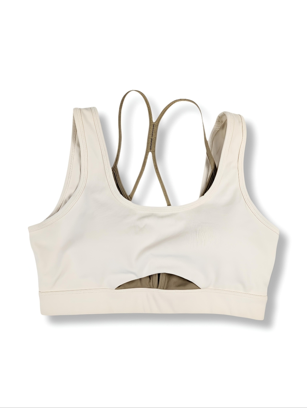 🏃‍♀️ ZYIA Active Streamline Sports Bra | Cocoa & Cream | Size XL (38DD/40DD)